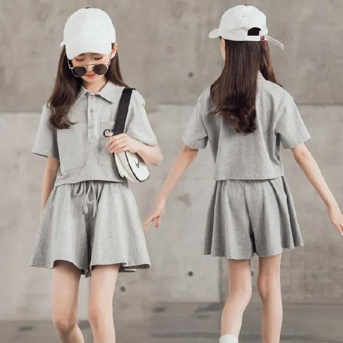Summer Girls Sports Children Girl Kids Tracksuit Girls Polo Shirts Shorts