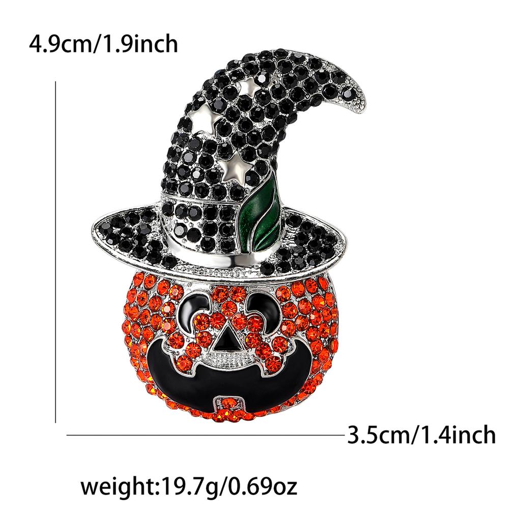Delicate Alloy Rhinestones Pumpkin Wizard Brooch Halloween Men'S And Women'S Suit Sweater Corsage Ornament Pin
