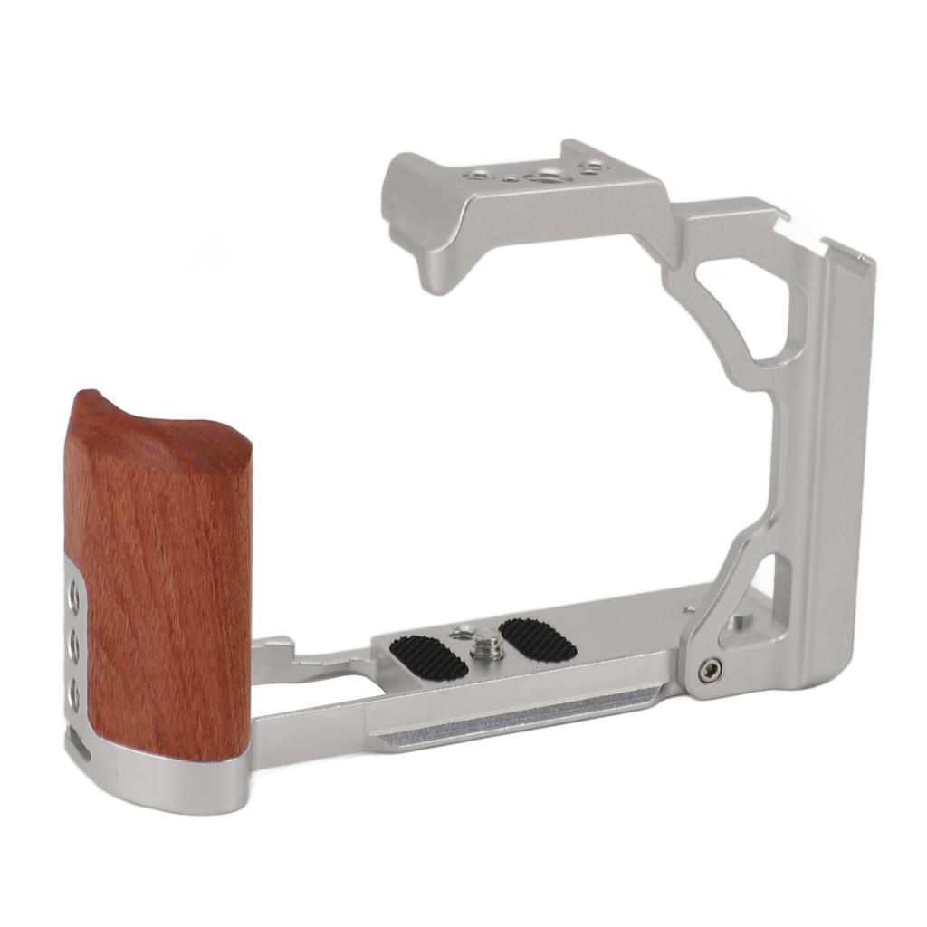 Camera Cage with Wood Handle Anodized Anti Slip Easy To Install Camera Video Cage for Nikon ZFC Silver