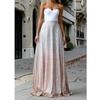 Women Sexy  Hot Stamping Strapless Sleeveless Long Party Elegant Dress