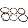 Turquoise Woven Bracelet with Ethnic Style Chicken Feather and Wood Bracelet Set