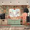 2D Retro Christmas Kitchen Backdrop for Holiday Photos