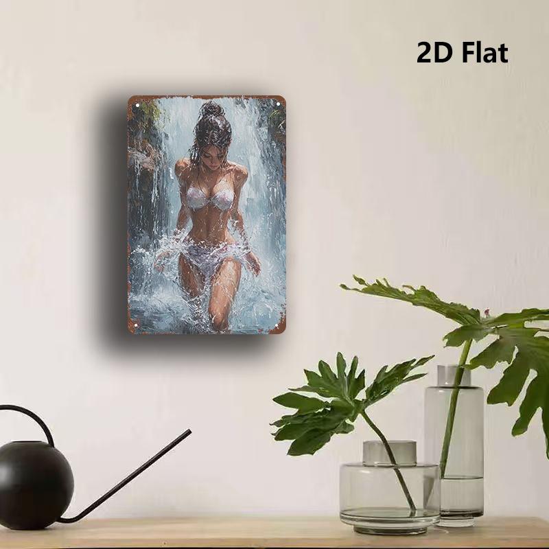 Hisun Tin Sign Sexy Cute Girl with Glasses Wrapped In White Towel Metal Tin Sign Vintage Iron Painting Wall Art Decor for Man Cave Bar Pub Hom