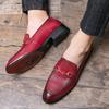 Men's Brown/Black/Red Embossed Leather Horsebit Loafers Mens Moc Toe Slip-on Business Casual Shoes Size 38-48