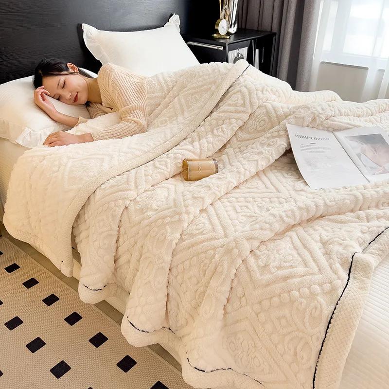 Super Soft Fluffy Lightweight Fleece Blanket Soft Warm Winter Blanket with Heat Retention Throw Lap Blanket Simple Solid Color