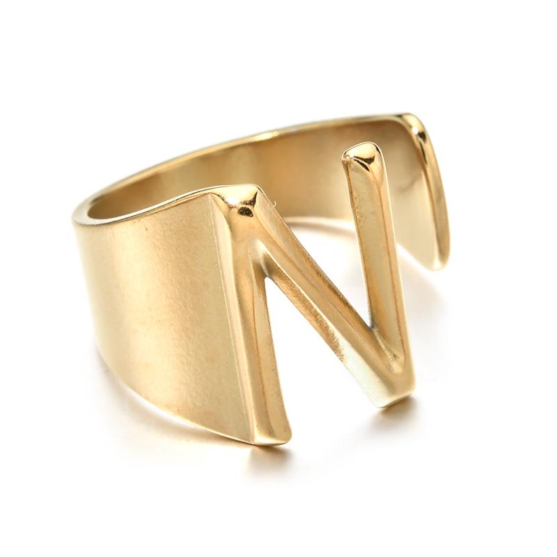 Stainless Steel Retro Letter Ring: European, American, Japanese & Korean Influenced Fashion