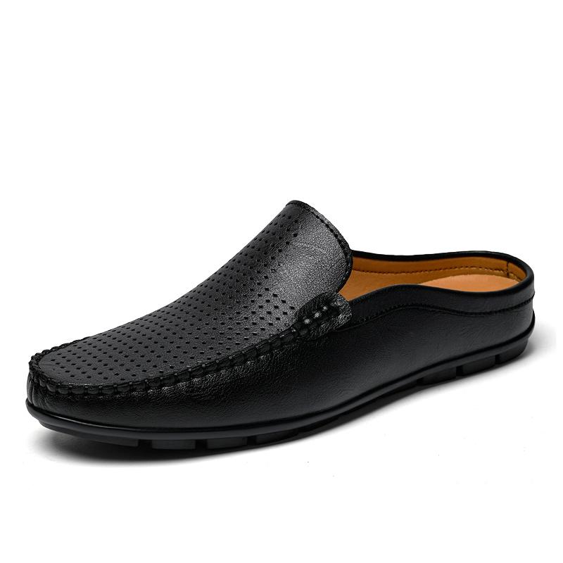 Fashion New Arrival Male Muller Shoes Handmade Mens Casual Shoes Fashion Designer Men Half Drag Leisure Walk Slippers Comfy Lazy Flats
