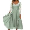 Women's Dress Chiffon Elegant Lace Patchwork Dress Cut-out Long Dress Long Sleeve Bridesmaid Evening Dress