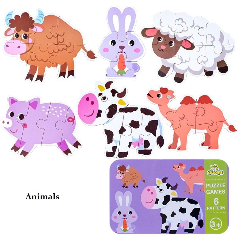 Puzzle di Animali per Bambini 1 2 3 Anni Ragazzi Ragazze Imparare gli Animali Gioco di Abbinamento con Carte di Memoria Giocattoli Educativi