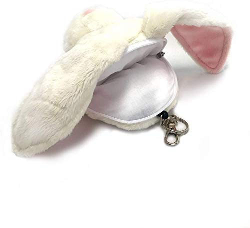 Plush Animal Pass Case with Reel, Rare Animal Pouch, Women's, Kids', Funny, Cute Animal Figure Pass Case/Rabbit