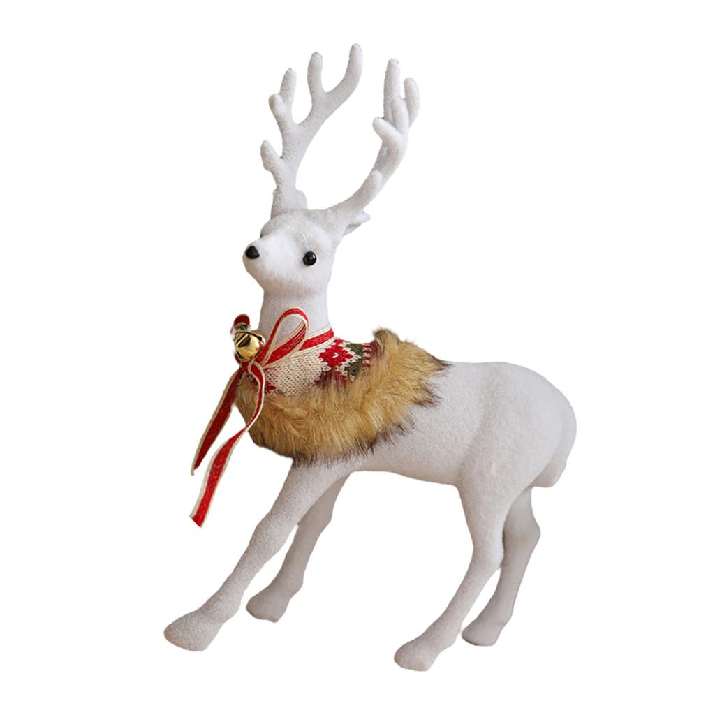 Realistic White Reindeer Ornament Durable White Reindeer Figurine Ornament For Christmas Window And Table Display