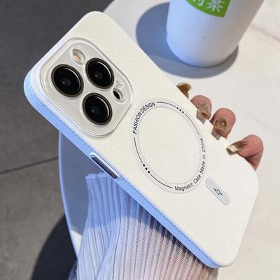 Schlichte Leder-Telefonhülle für Apple iPhone 15 promax-Magsafe Weiche Silikon-Tropfen-resistente Anti-Rutsch-Telefonhülle für Apple