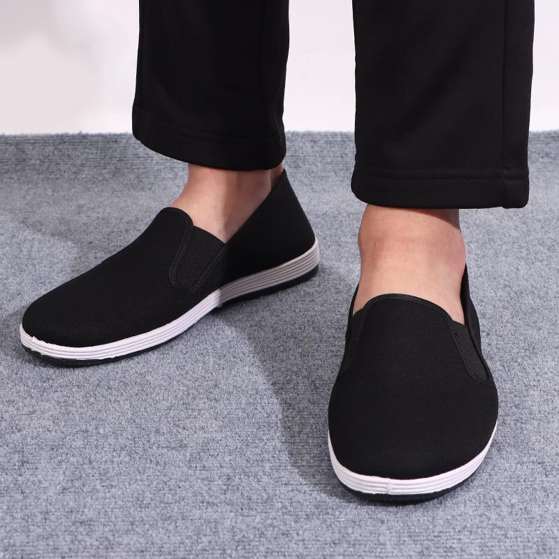 Old Beijing cloth shoes beef tendon sole black cloth shoes men's breathable foot cover one pedal casual walking low-top return single shoes