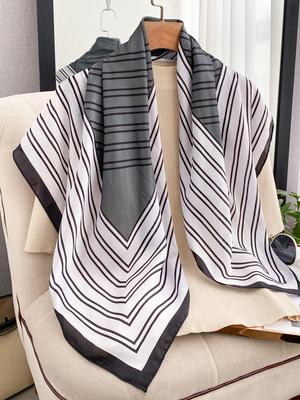 Luxury 90*90Cm Square Silk Scarf For Women Fashion Print Shawl Warps Elegant Neckerchief Bandanas Hijab Soft Stain Ladies Scarf