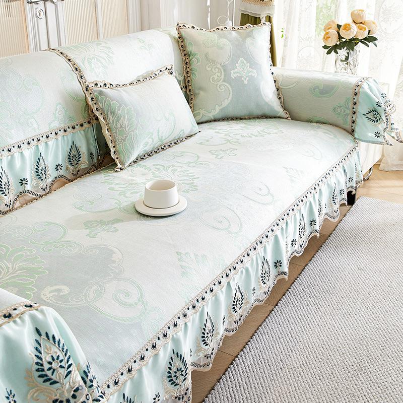 

Подушка для дивана Ice Silk, летняя противоскользящая подушка в европейском стиле, все включено, чехол для дивана, классный коврик, подходит для всех сезонов 60x60cm зелёный