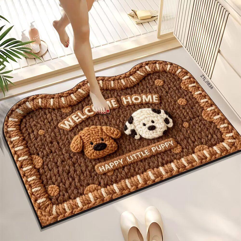 Absorbent diatomaceous earthwoven cute cartoon bathroom mat non-slip quick-drying mat for bathroom entrance durable for home use in shower rooms