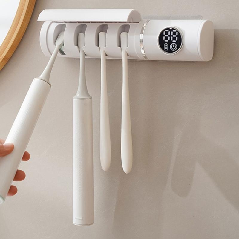Rechargeable Toothbrush Holder with UVC Disinfectant Dryer Design Space Saving Wall Mounted Bathroom Toothbrush Organizer