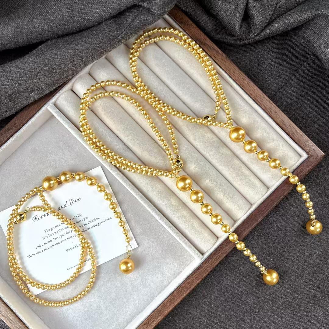 

Vintage Maillard Gold Faux Crystal Pearl Adjustable Necklace Clavicle Chain