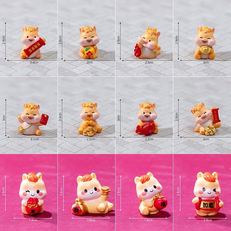Miniature Horse Figures Zodiac Cartoon Lucky Pony 2026 Horse New Year Ornament Sculpture Desktop Decor Office Car Decor