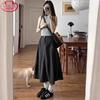 Women's High-Waist Drawstring A-Line Utility Skirt