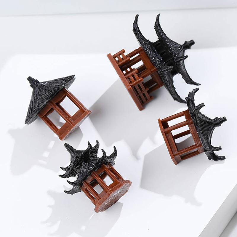 Mini Estatua de Pagoda Modelo de Edificio Antiguo Pabellón Hexagonal Entornos Asiáticos Exóticos Jarrón de Flores Decoración para Acuario Casa de Muñecas