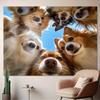 1 Stück Süße Hundegesichter Wandteppich Waschbares Polyester Wandbehang für Schlafzimmer Wohnzimmer Büro Party Heimdekoration