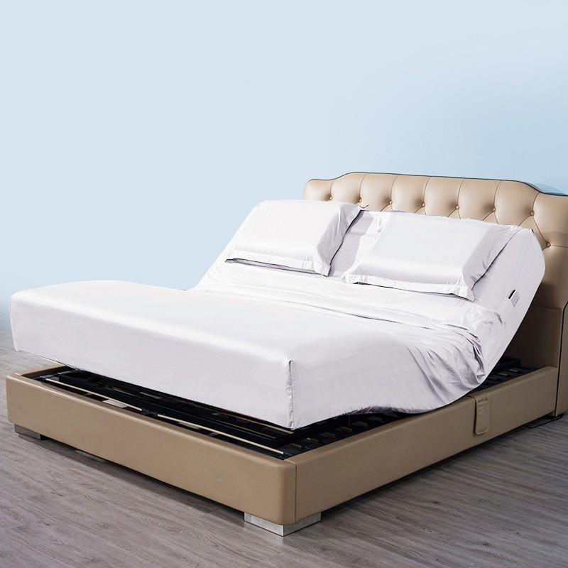 100% Cotton Fitted Sheet Set With Detachable Head Section Smart Bed Pure Color Cover Protector