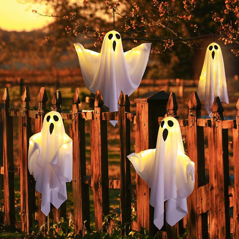 Ghost Halloween Decor Waterproof Halloween Glowing Hanging Ghost Door Decor Halloween Garden Home Decor