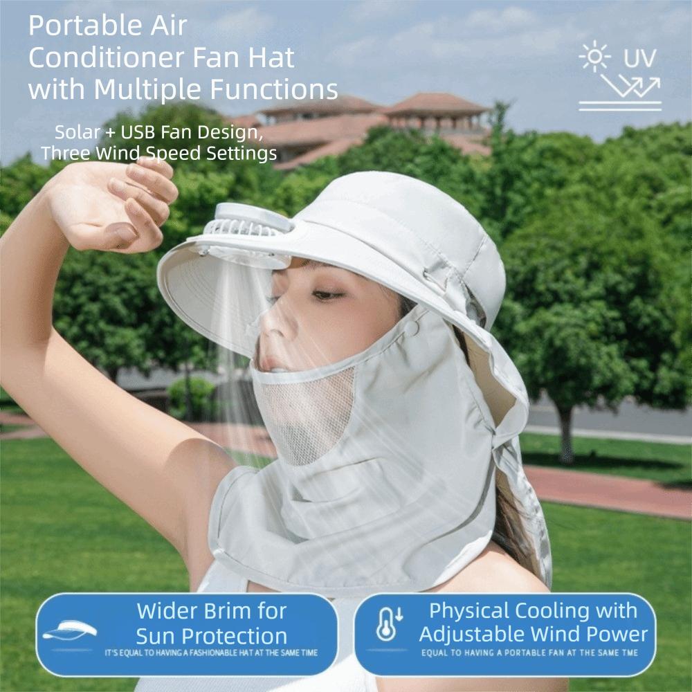 Adjustable UV Protection Hat Face Cover Fisherman Hat Fashion Solar-Powered Fan Hat Gardening