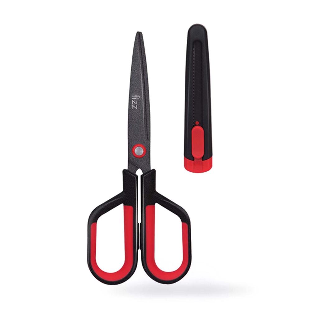 2-in-1 Multi-function Household Scissors Teflon Stainless Steel Paper Cutting Knife with Protective Cover