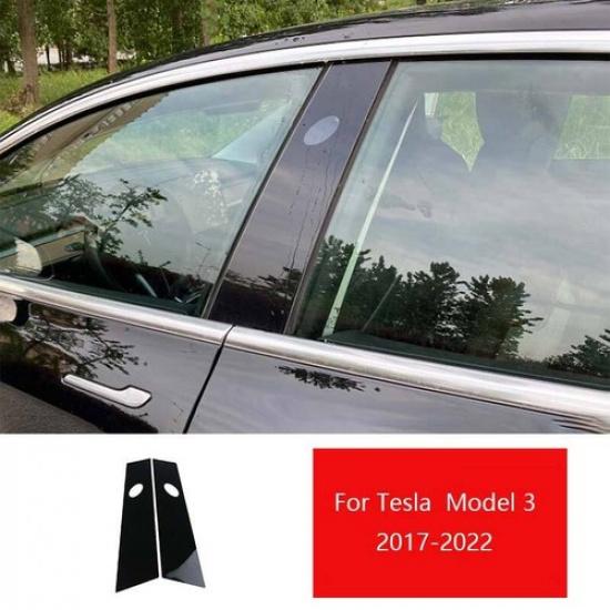 Подходит для Tesla Model 3 2017-2022 Матовый Черный Накладка на Стойку BC Окно Автомобиля 2 шт.