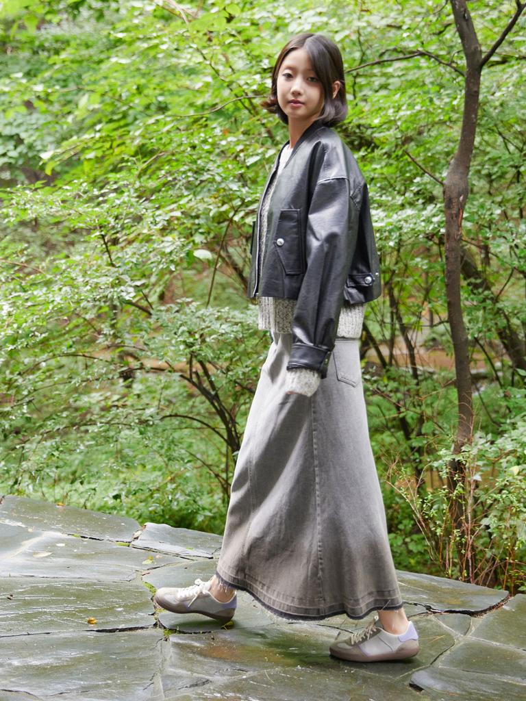 AYIHOLIC CASHMERE Deep-Dyed Vintage Long Skirt