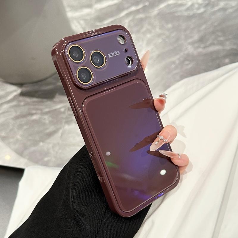 Luxury Reflective Large Window Glass Case for iPhone 17 16 15 14 13 12 Pro Max Premium Crystal Acrylic Shockproof Armor Cover