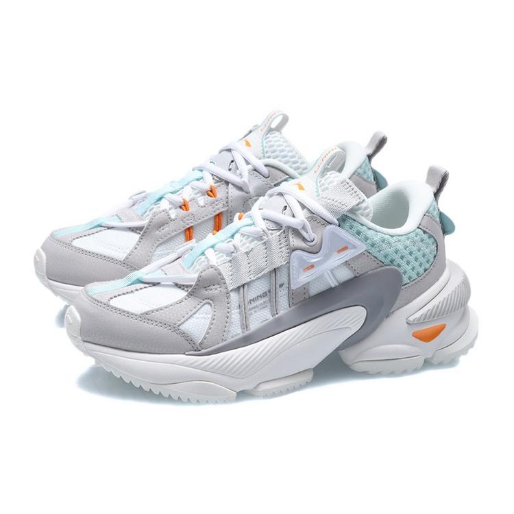 New LiNing Nebula M1 Shock Absorbers Low Top Sports Casual Shoes Women's White Gray AGCQ244-1