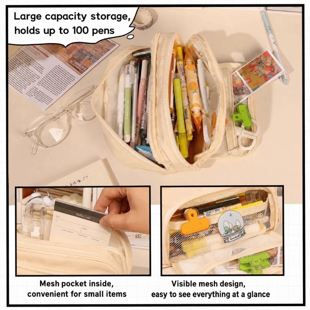 Large Capacity Pencil Case Multi Layer Compartment Stationery Box Simple Pen Case Student Supplies