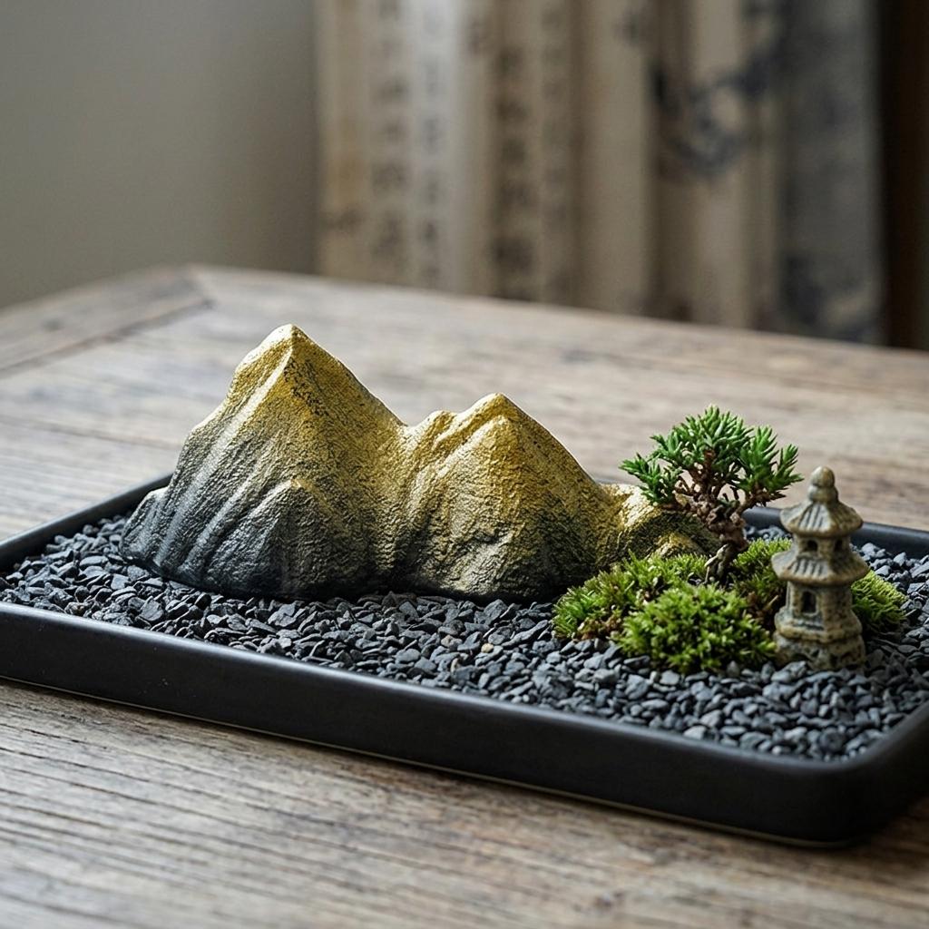 Zen-style Aquarium Rock Ornament Mini Landscape Resin Stone for Fish Tank Decoration Waterproof Ink Snow Mountain Style