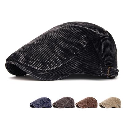 Autumn Winter Forward Cap Men's Corduroy Peaked Cap Women's Retro Beret British Newsboy Cap