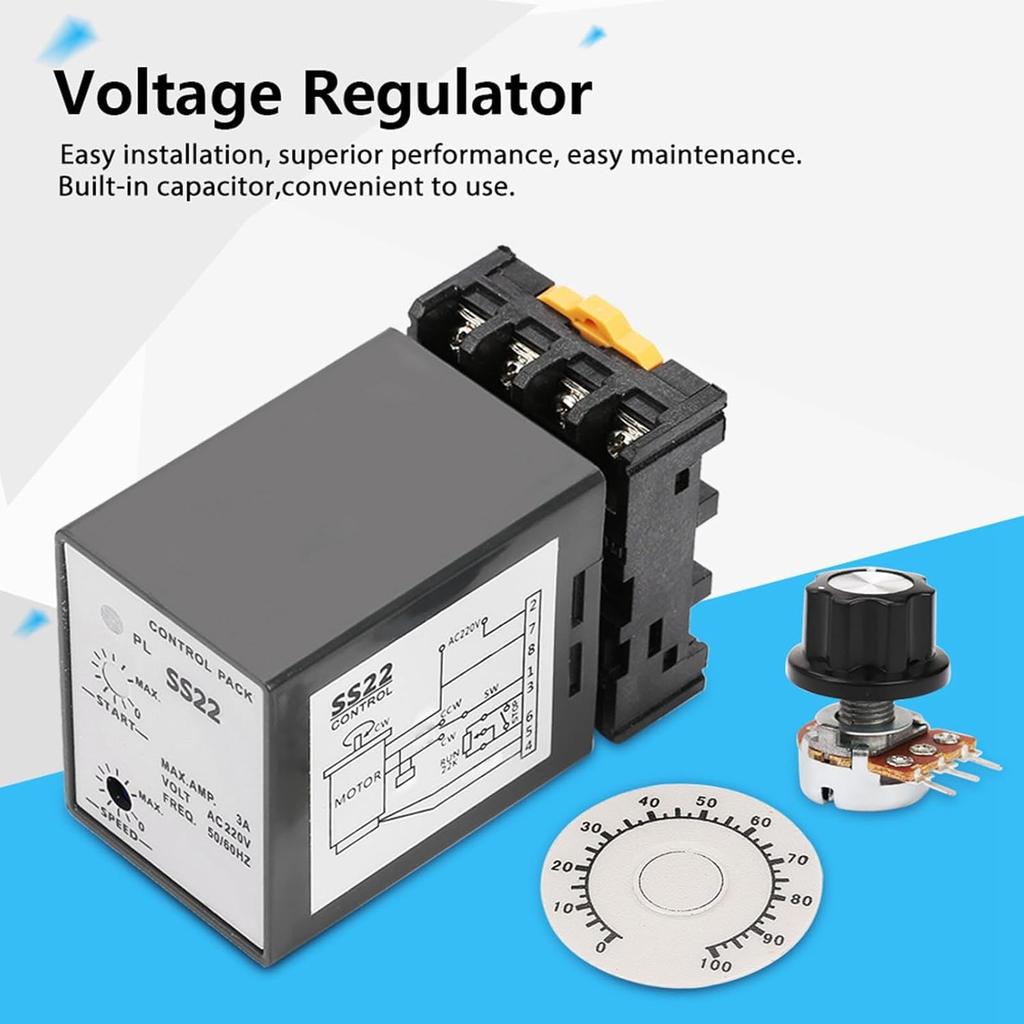 SS-22 Motor Speed Controller, AC 220V SS-22 50/60Hz Motor Speed Regulator Controller 90/1700RPM Motor Speed Controller Speed Control Switch