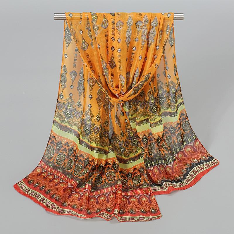 Indian style new chiffon breathable thin small silk scarf popular women spring and autumn scarf sunscreen yarn