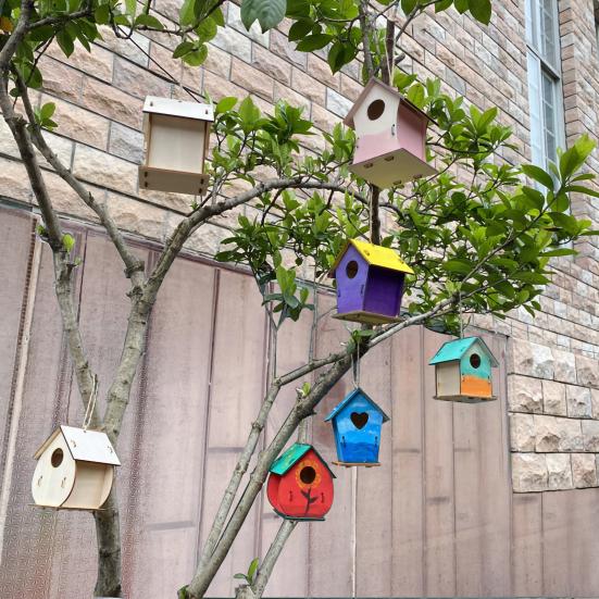 1 set Kit de construcție pentru casă de păsări, pictură pentru copii, asamblare, cutie de păsări, artizanat, vopsea pentru casă de păsări, cadouri, alegere