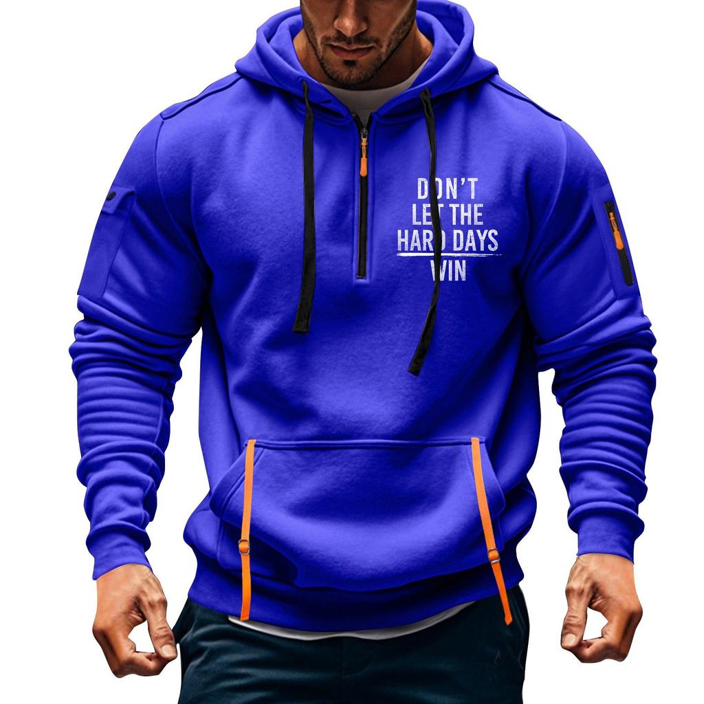Men's Printed Sweatshirt Hoodie Zipper Arm Pocket Cardigan Men's Sports Large Size Casual Hoodie