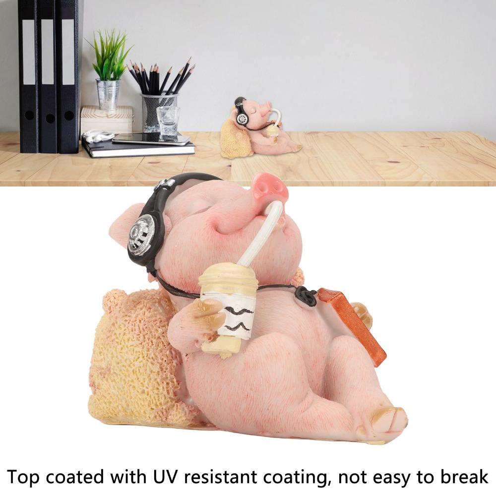 Pink Pig Statue Resin Pig Decor Collectible Figurines Resin Pig Art Home Office Decor