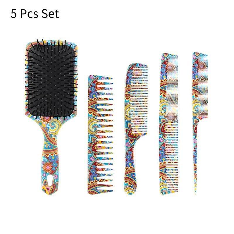 

Набор расчесок для волос для женщин, красочный узор, подарки, 5 шт., набор из АБС-пластика