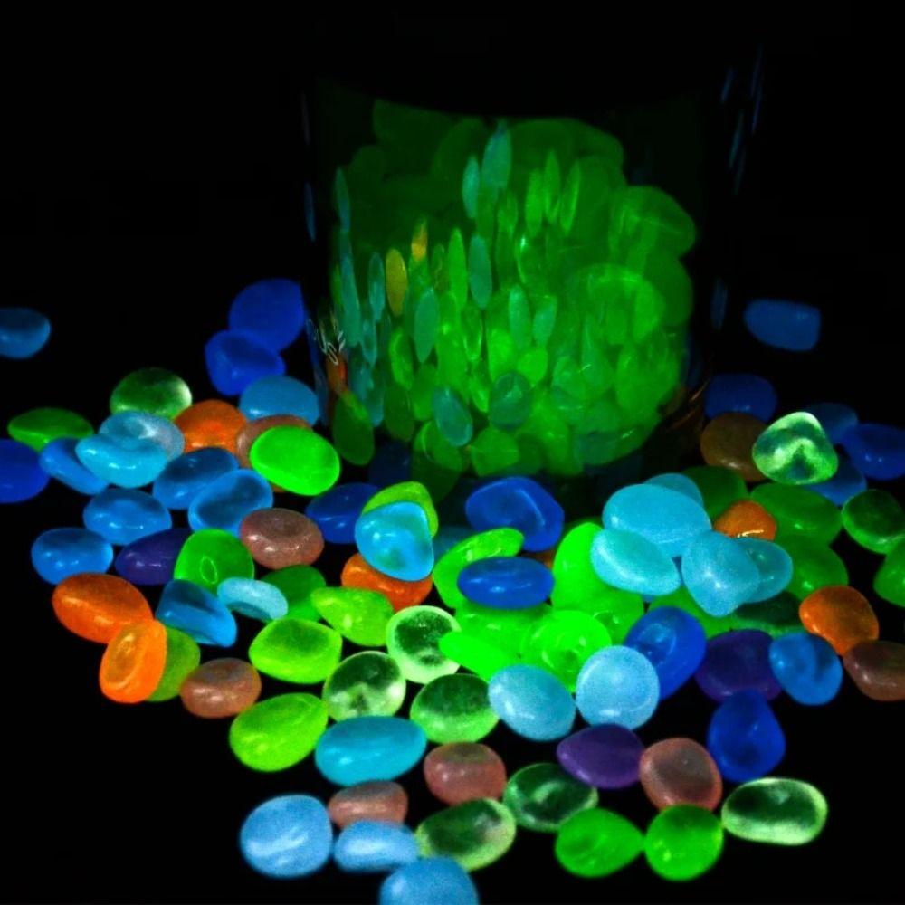 50/100Pcs Handmade Luminous Pebbles Long-lasting Artificial Fluorite Stone  for Walkway Decoration