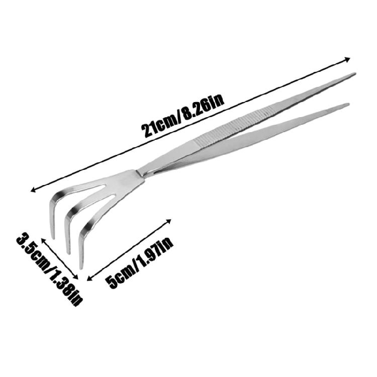 Stainless Steel Root Rake Loosen Soil Bonsai Tree Tweezers with Ergonomic Handle