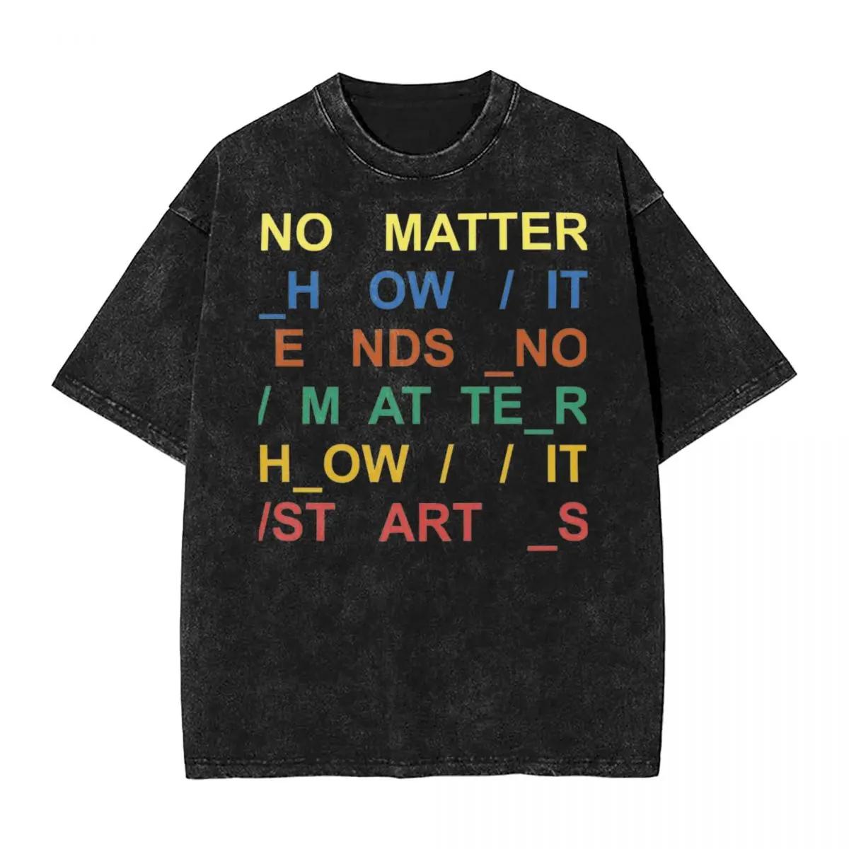 Washed T Shirt Radiohead Hip Hop Retro T-Shirts Harajuku Streetwear Short Sleeve Graphic Tops Tees Men Women S