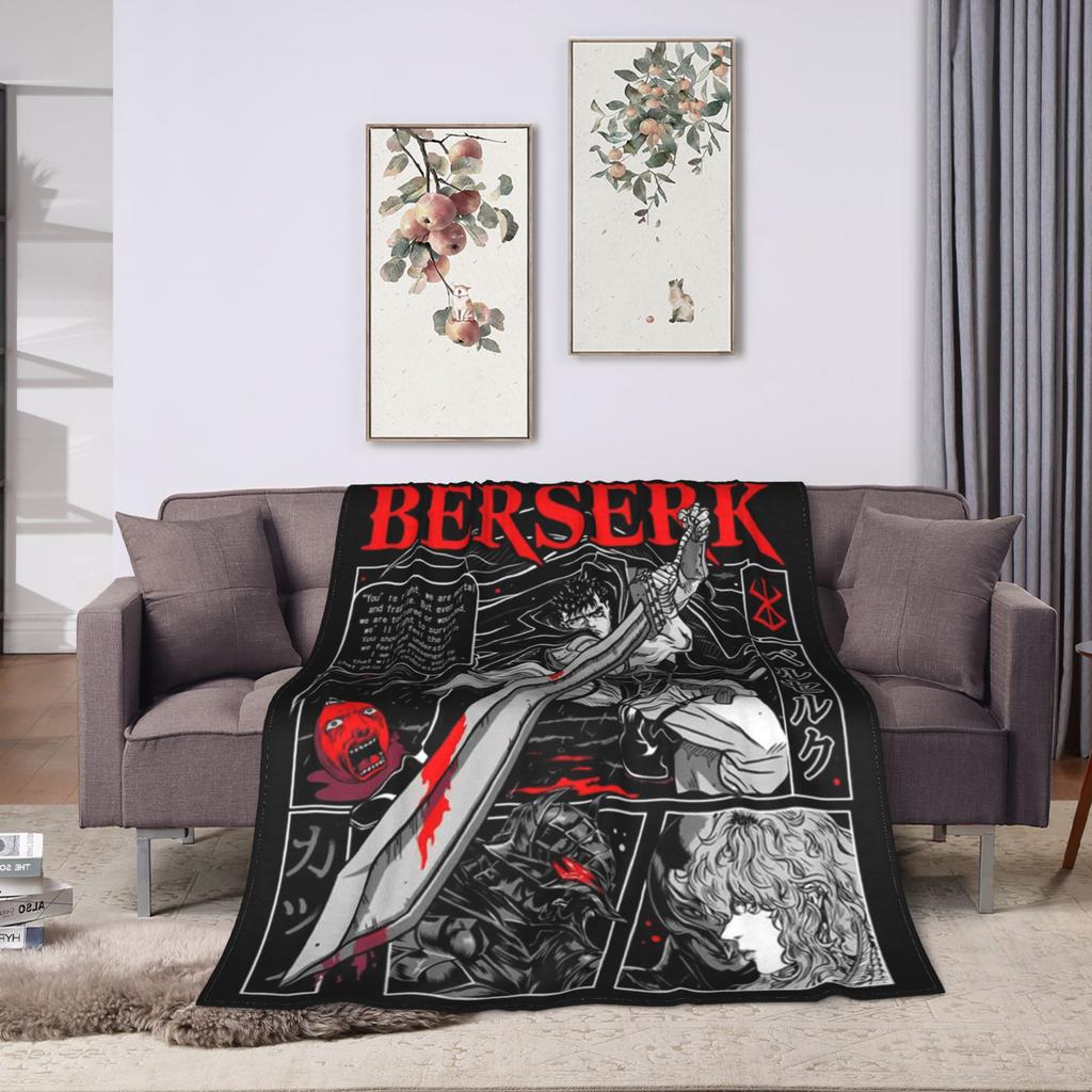 Anime Berserk Soft Blankets  Child Plush Throw Blanket Funny Couch Bed Flannel Bedspread Sofa Bed Cover