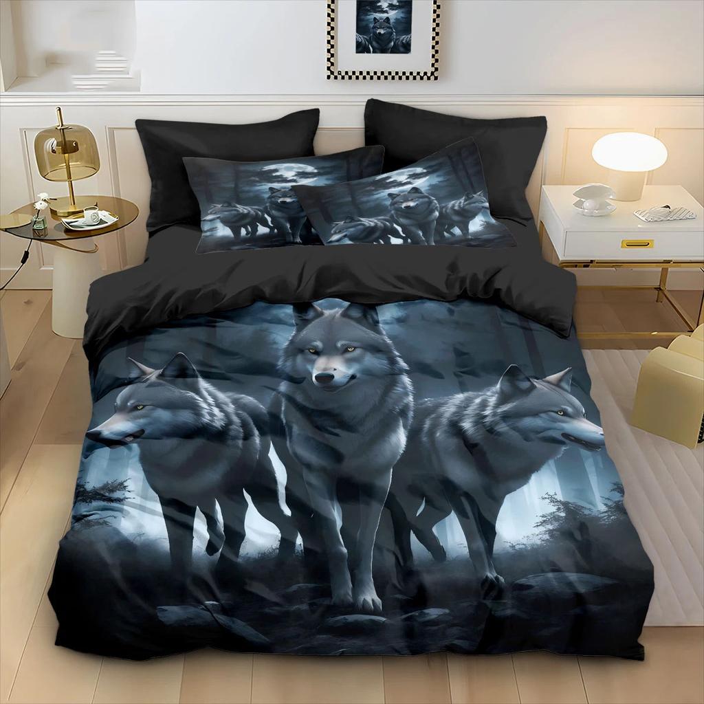 Quilt Cover 3D Printed Cartoon Wolf Duvet Comforter 100% Polyester Soft And Comfortable Night Sky Bedding Sheets Sets