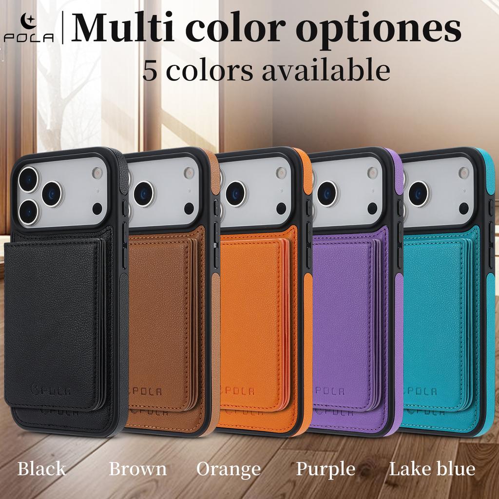 2 In 1 Detachable Magnetic Card Holder Leather Phone Case for IPhone 17 Pro Max 16 15 14 13 Shockproof for Magsafe Stand Cover