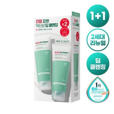 Mild saurer, beruhigender Schaum gegen rote Hautunreinheiten, Doppelpackung (150 ml + 150 ml)